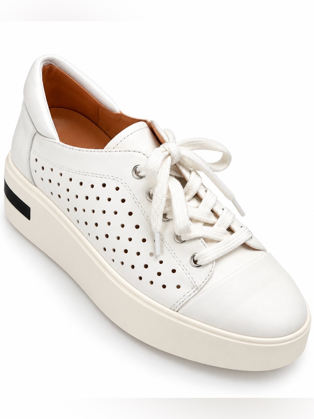 Paolo Kendra-L White Leather Perforated Platform Sneakers 9.5 NWT